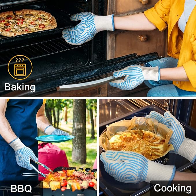 QUWIN BBQ Gloves, Oven Gloves 1472℉ Extreme Heat Resistant, Grilling Gloves - Image 5