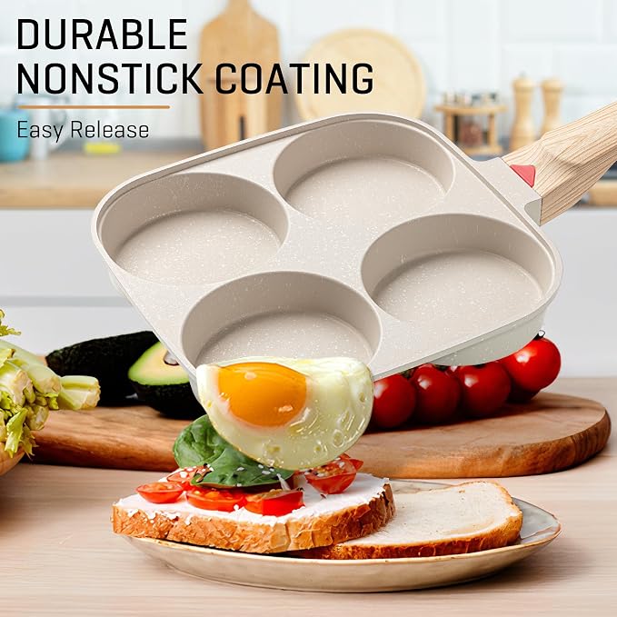 MyLifeUNIT Egg Frying Pan, 4-Cup Egg Pan Nonstick, Fried Egg Pan Skillet - Image 8