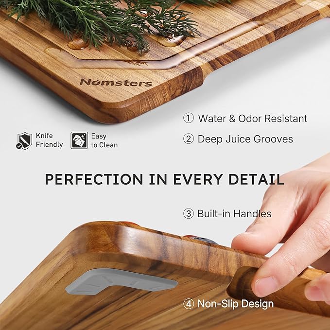 3 Pack Teak Wood Cutting Board Set - Image 6