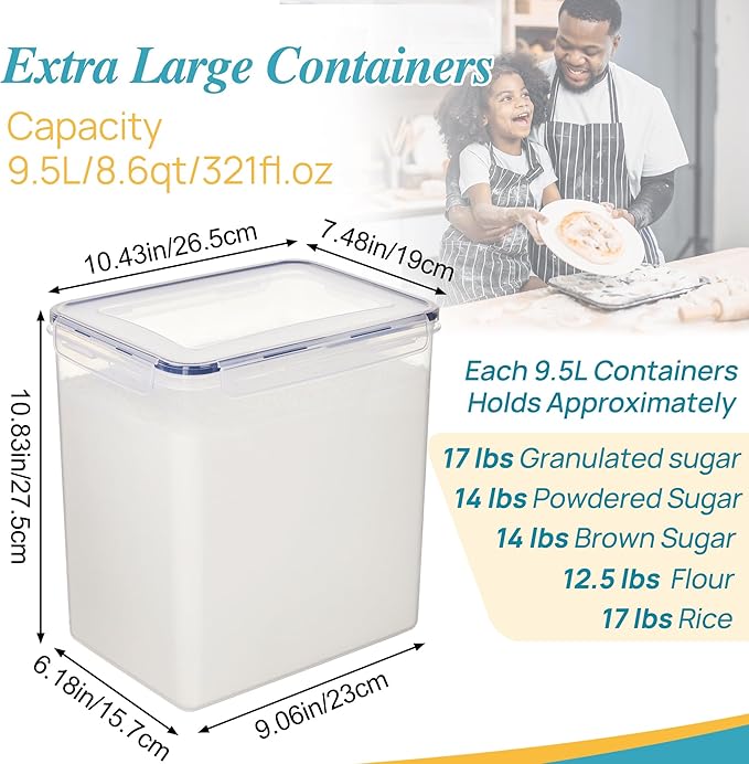 Vtopmart 9.5L 2 Pack Extra Large Flour Sugar Storage Containers - Image 2