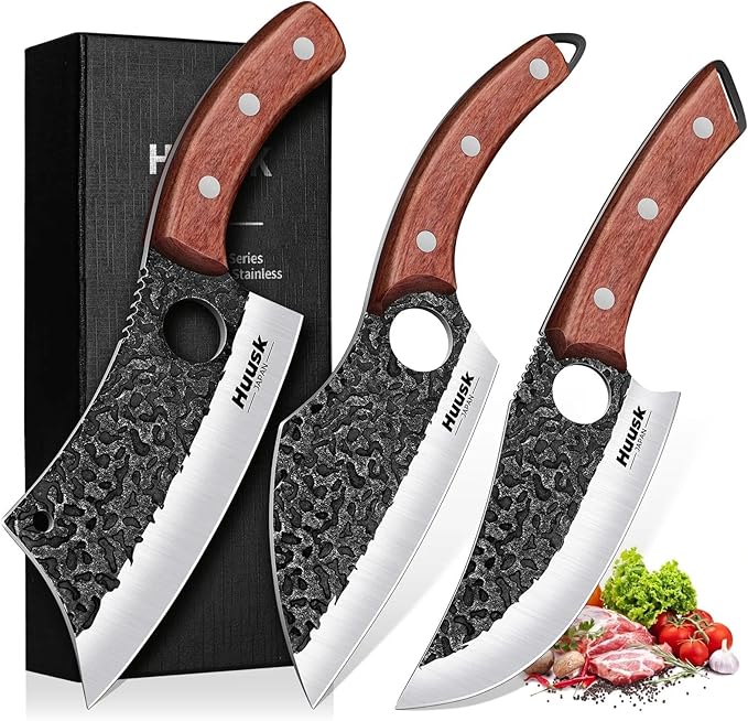 Huusk Butcher Knife Set of 3- Japanese Knife Set by HuuskKnife