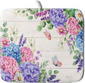 Hydrangea Floral Dish Drying Mat 16x18 inch Spring Summer Decorative Fast Dry by Giwawa