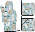 Cute Alpacas Oven Mitts and Pot Holders Set, Cactus Kitchen Decor Heat by Unknown