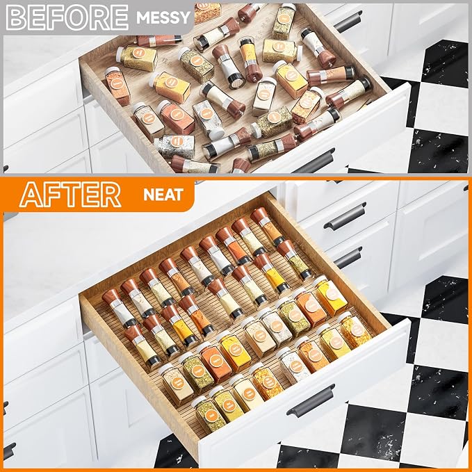 Yieach 8 Pack Adjustable In Drawer Spice Organizer - Image 7