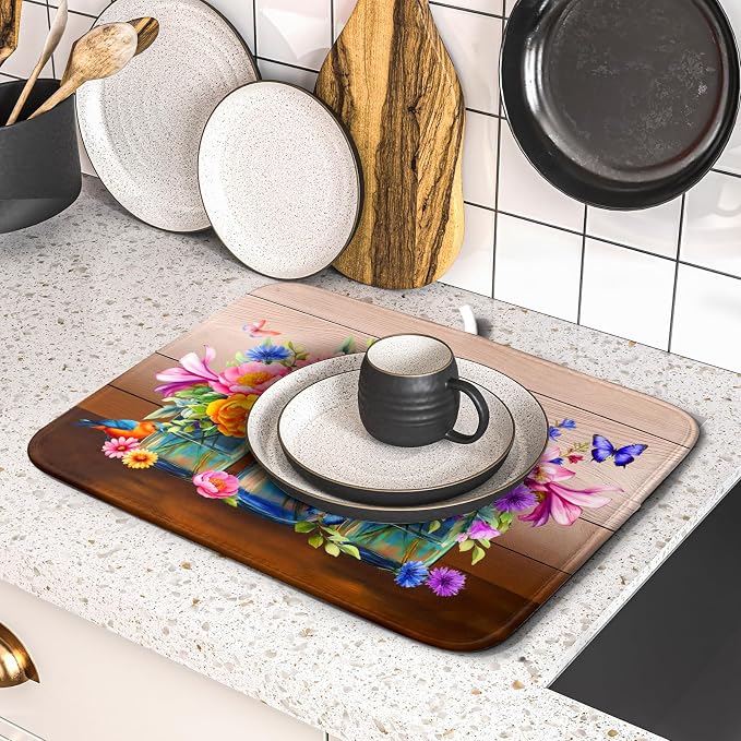 Colorful Flowers Dish Drying Mat - Image 5