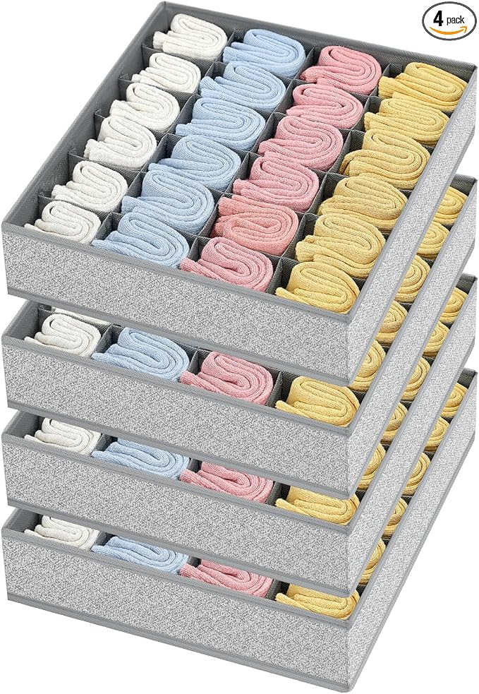 Joyoldelf Sock Drawer Organizer Divider Underwear Organizer 24-cell Fabric by APPRECIATELIFERELAXYOURSOUL
