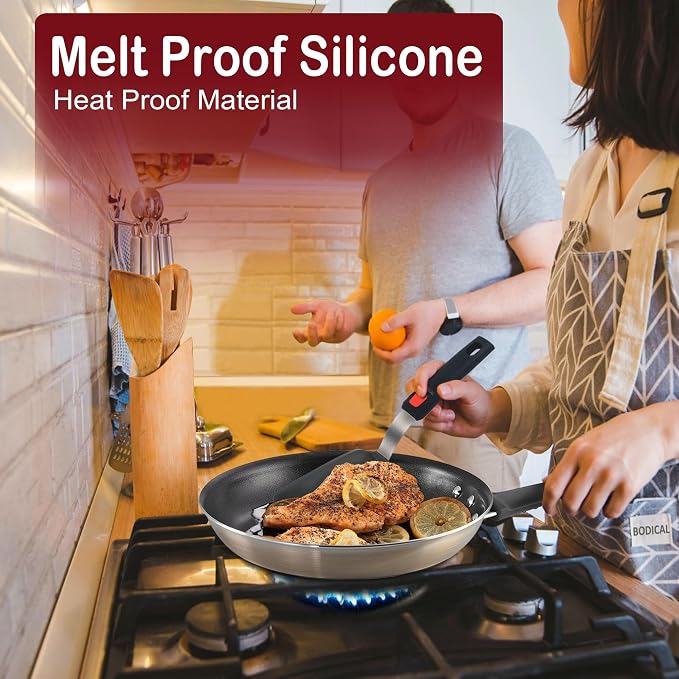 2 Pack Silicone Spatula Turner, 600°F Heat Resistant Kitchen Spatula Set - Image 3