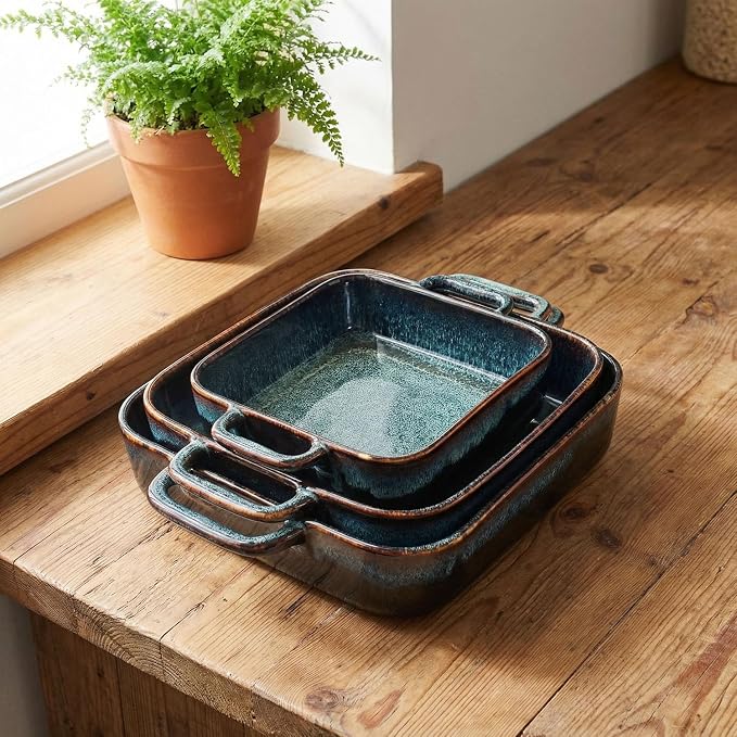 7" x 7" Porcelain Square Casserole Dishes, 2 pieces Baking Dish - Image 5
