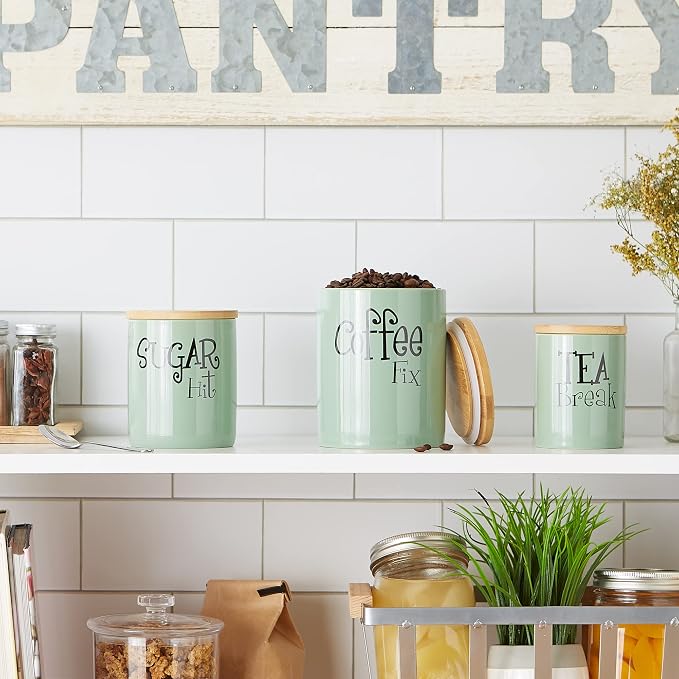 DII Kitchen Accessories Retro Collection Ceramics, Canister Set, 3 Piece - Image 5