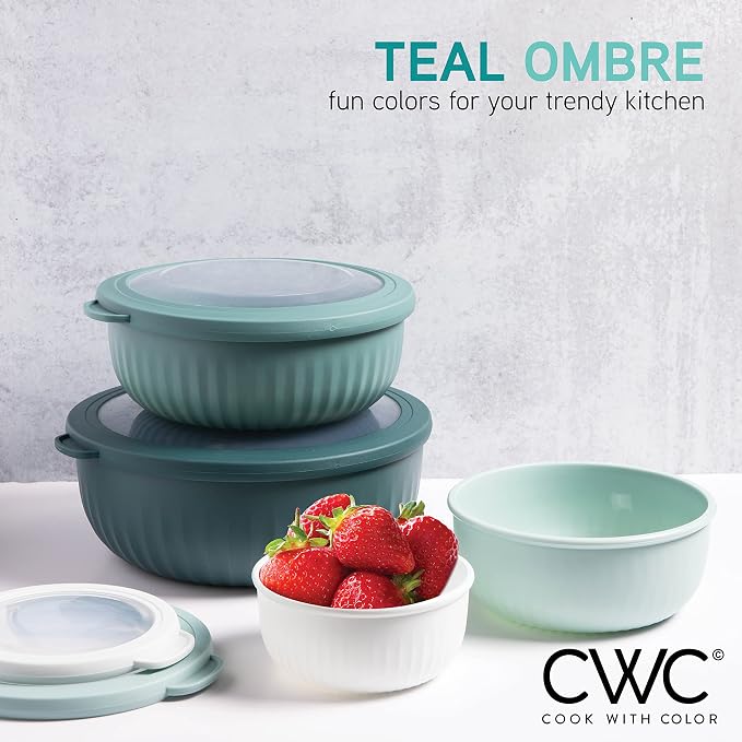 COOK WITH COLOR Prep Bowls with Lids- Wide and Deep Nesting Plastic Small - Image 3