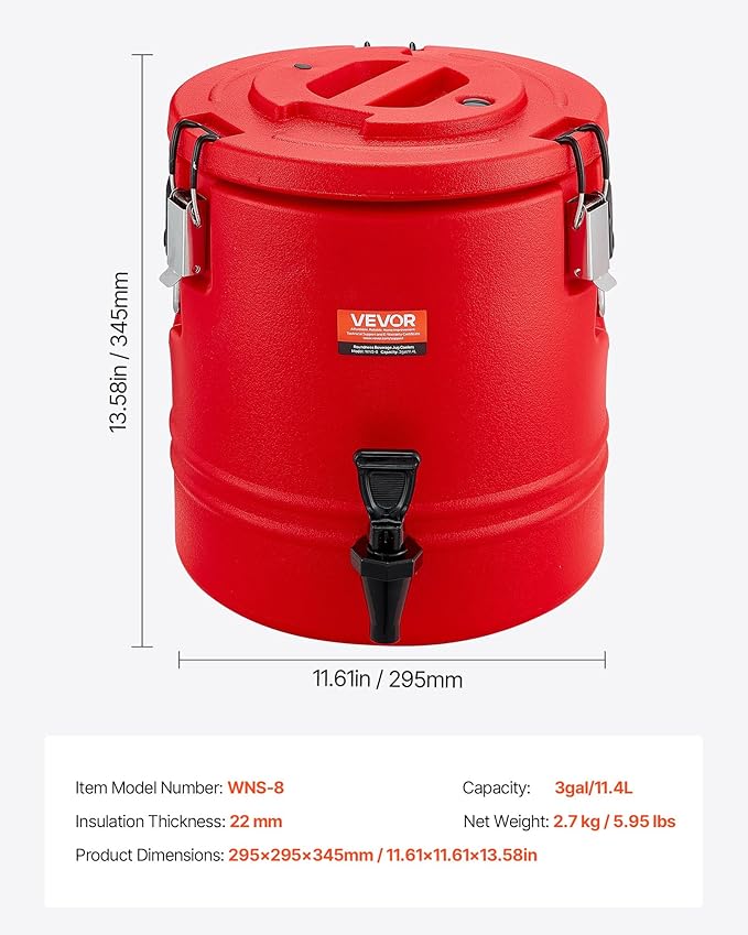 VEVOR Insulated Beverage Dispenser, 3 Gal/11.4L Thermal Hot and Cold Drink - Image 7