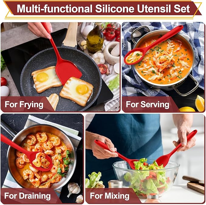 P&P CHEF Kitchen Utensil Set, 4 Pieces Non-stick Silicone Cooking Utensils - Image 5