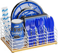 Metal Paper Plate Holders Dispenser, Disposable Paper Plate Utensil Holder by Hordely