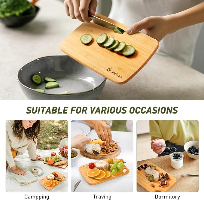 2 Pack Small Bamboo Wood Cutting Board - Image 4
