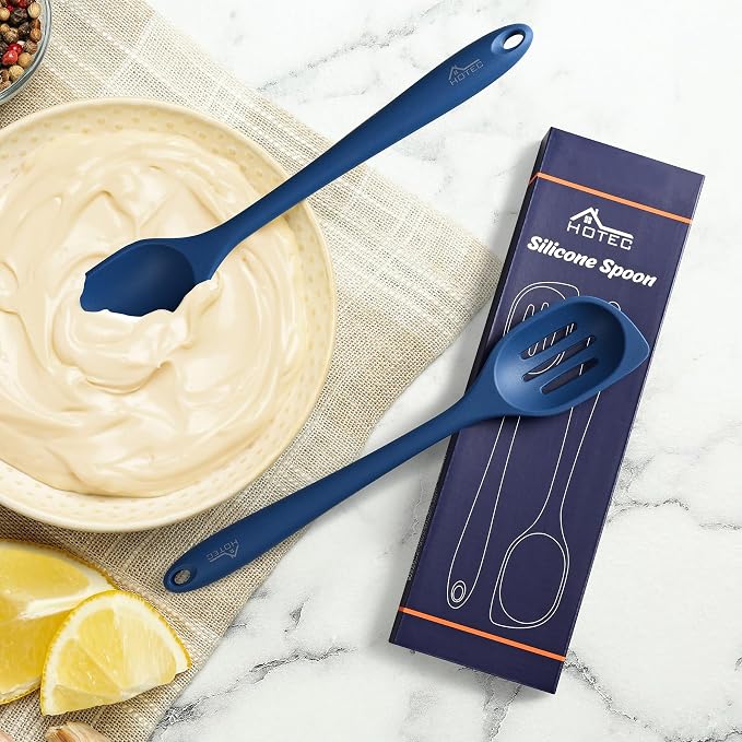 HOTEC 446°F Heat Resistant Silicone Cooking Spoon Spatula, BPA Free Large - Image 7