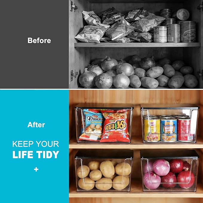 Heyuzb Pantry Organizers Storage, 2 Pack Large Clear Storage Bins - Image 4
