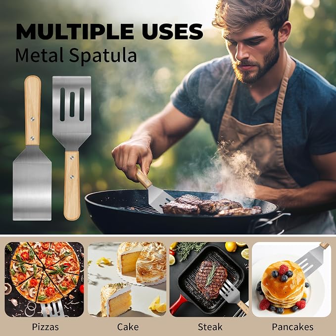 2 Pieces Stainless Steel Spatula Set, Metal Spatula - Image 4