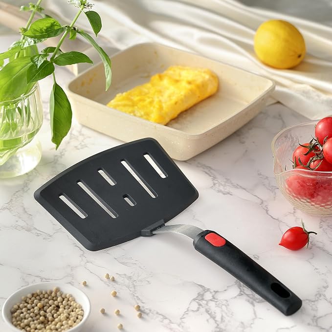 Silicone Wide Spatula, Slotted Turner - Image 8