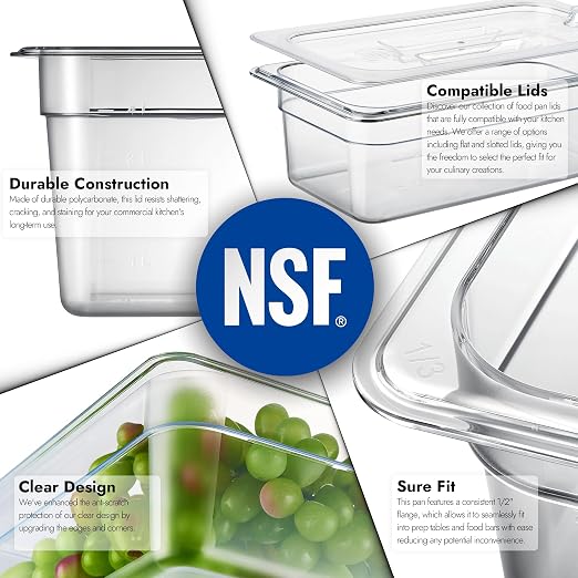CURTA 6-Pack 1/3 Size 4" Deep NSF Polycarbonate Food Pans | Dishwasher & - Image 5