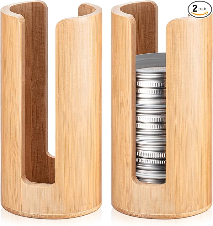 Suclain 2 Pcs Mason Jar Lid Organizer Bamboo Vertical Mason Jar Lid Storage by Suclain