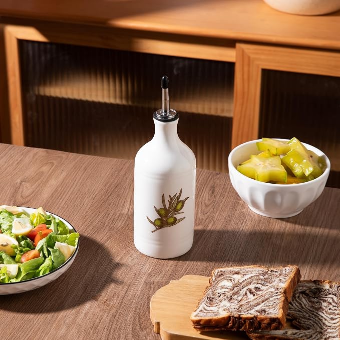 Sweejar Ceramic Olive Oil Dispenser Bottle, Opaque Oil Cruet Protects to Reduce - Image 5