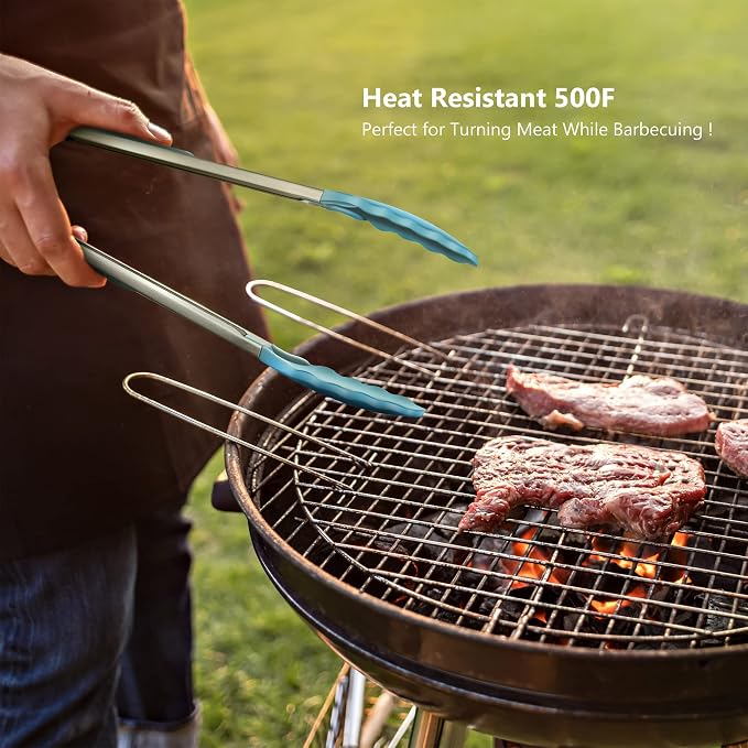 2 Pack Silicone Kitchen Tongs – 9" & 12" Set, Heat Resistant up to 500°F - Image 7