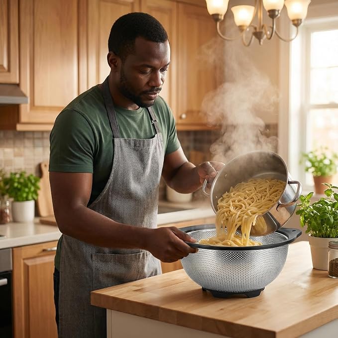 304 Stainless Steel Colander 3-Quart, Heavy Duty Metal Strainer - Image 6