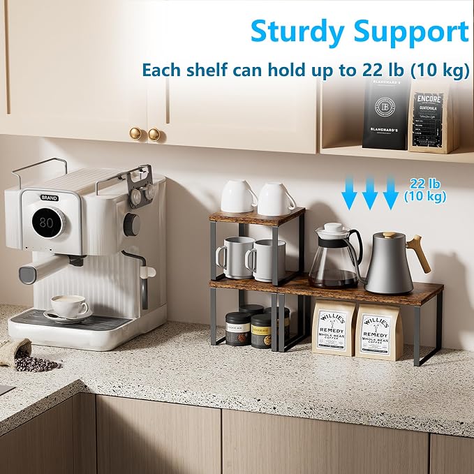 Golener Countertop Organizer Corner Shelf, 2 Tier Adjustable Stackable Corner - Image 4