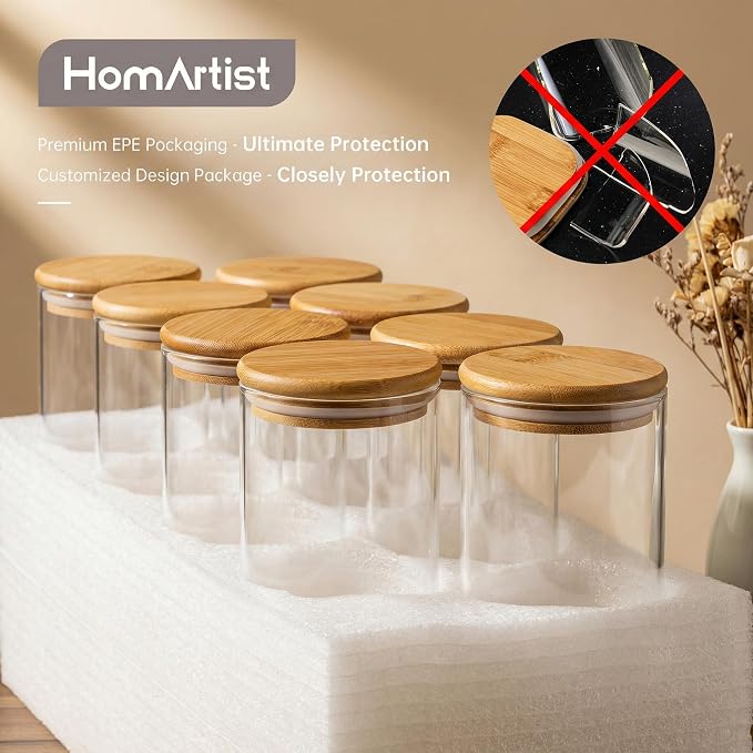 45oz - 3 Pack Glass Jars with Bamboo Lids, Glass Pantry Storage Containers with - Image 7