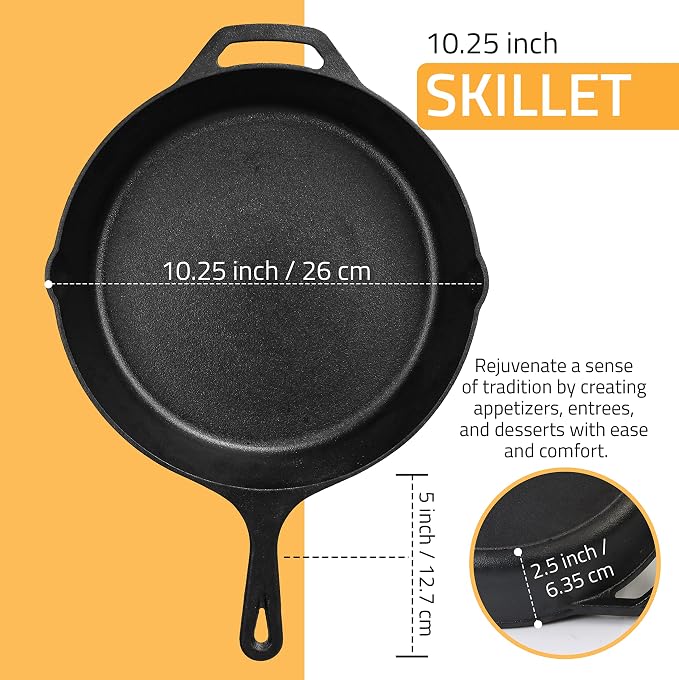 Utopia Kitchen Cast Iron Frying Pan 10.25 Inch, Cast Iron Chefs Pan, Pre - Image 2