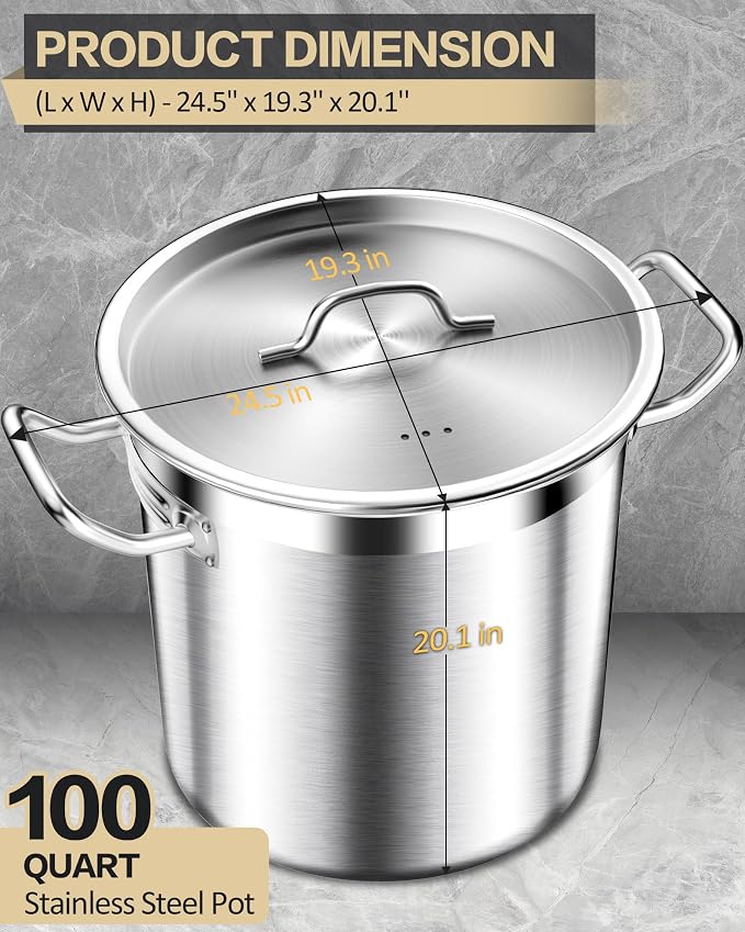 STOCKPOT Extra-Large Stainless Steel Stock Pot – Commercial Heavy Duty Soup Pot - Image 6