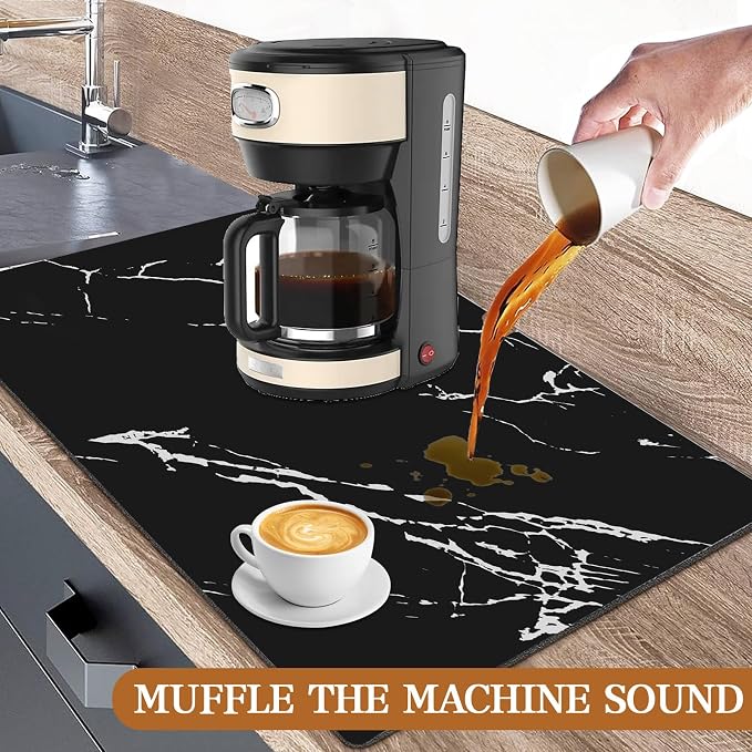 Absorbent Coffee Mat, Hide Stain Rubber Backed Absorbent Dish Drying Mat - Image 2
