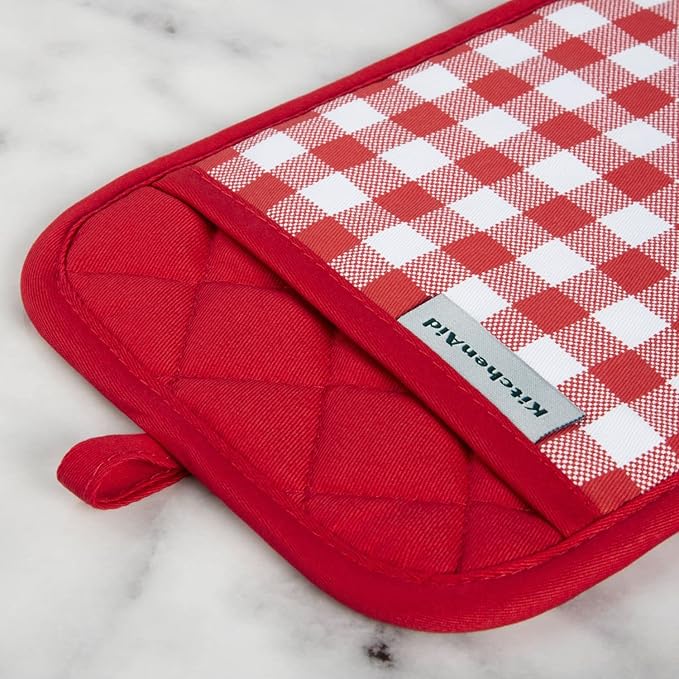 KitchenAid Gingham Pot Holder 2-Pack Set, Passion Red - Image 3