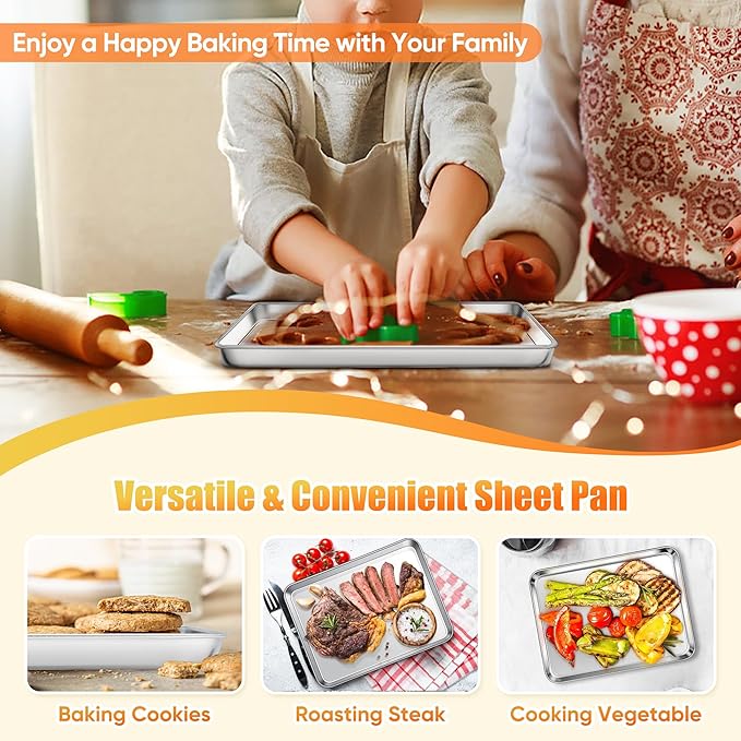 Homikit 2 Pack Baking Sheet, 10 x 8 Inch Stainless Steel Cookie Tray Set - Image 8