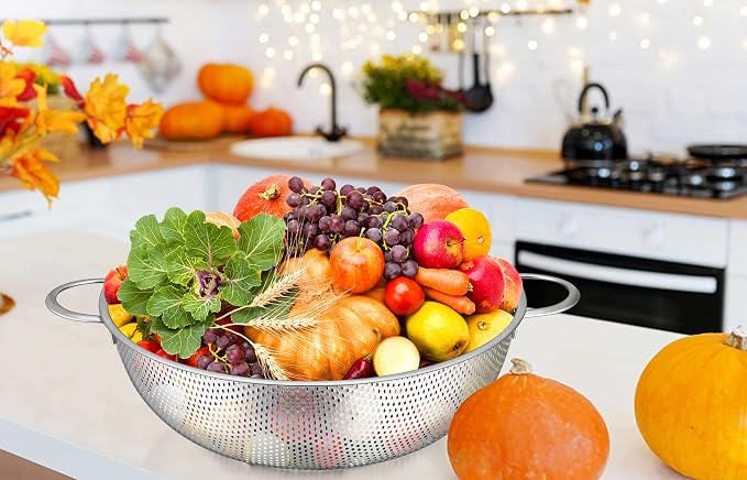 TeamFar Stainless Steel Colander, 5QT Micro-Perforated Metal Colander Food - Image 7