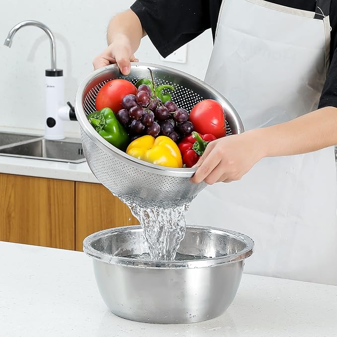 304 Stainless Steel Microporous Colander, 5QT Large Capacity - Image 3