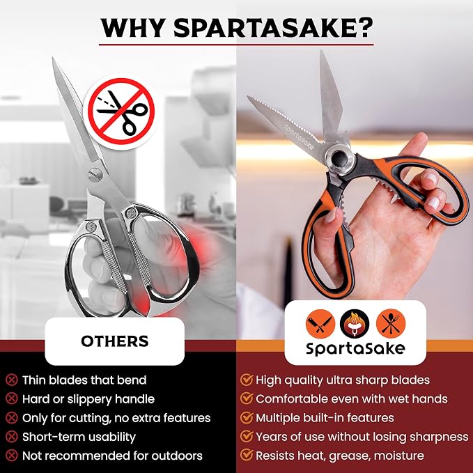 SpartaSake Premium Stainless Steel All Purpose Kitchen Shears - Image 3