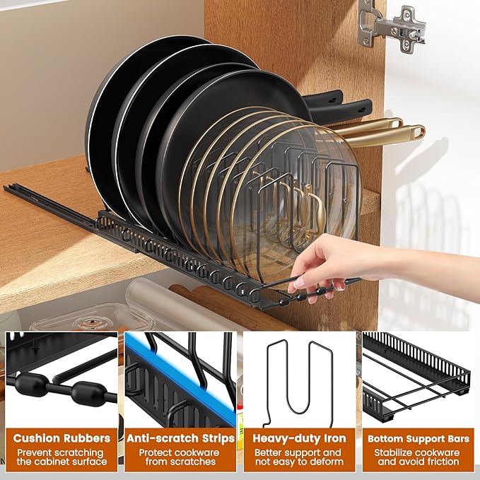 Housolution 2 Pack Pull Out Pot and Pan Organizer - Image 4