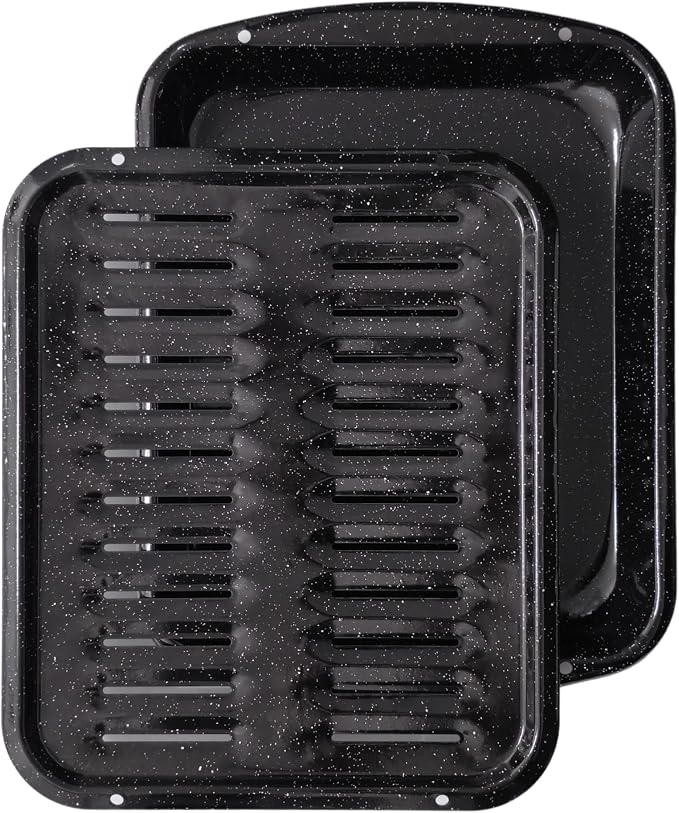 Broiler Pan for Oven Nonstick 16.75” x 13” Porcelain Nonstick Coated by Unknown
