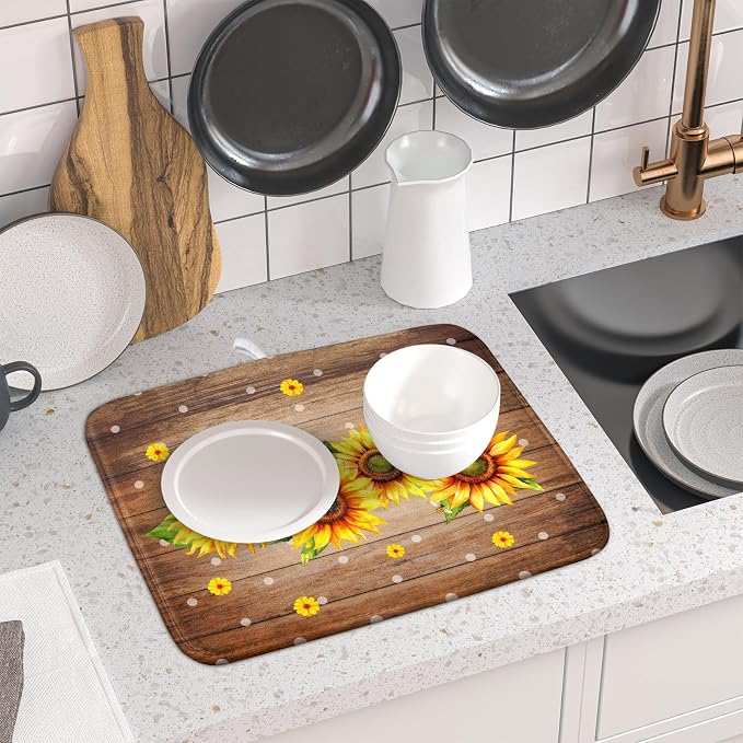 Summer Sunflower Bee Dish Drying Mat - Image 6