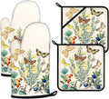 Wildflowers Butterfly Oven Mitts and Pot Holders Sets 4Pcs, Extra Long Oven by VisittheDuibelproduct