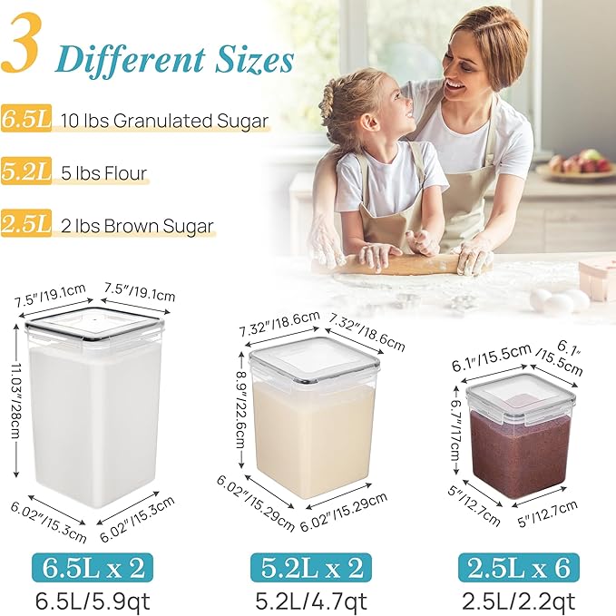 Vtopmart 10 PCS Flour and Sugar Storage Container, Large Airtight Food Canisters - Image 6