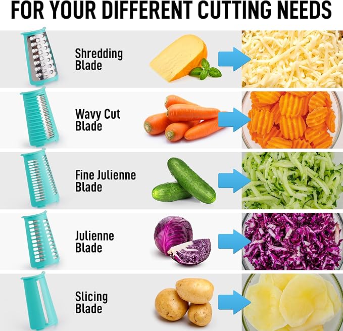 Zulay Kitchen Rotary Cheese Grater 5 Blade Cheese Shredder - Image 9