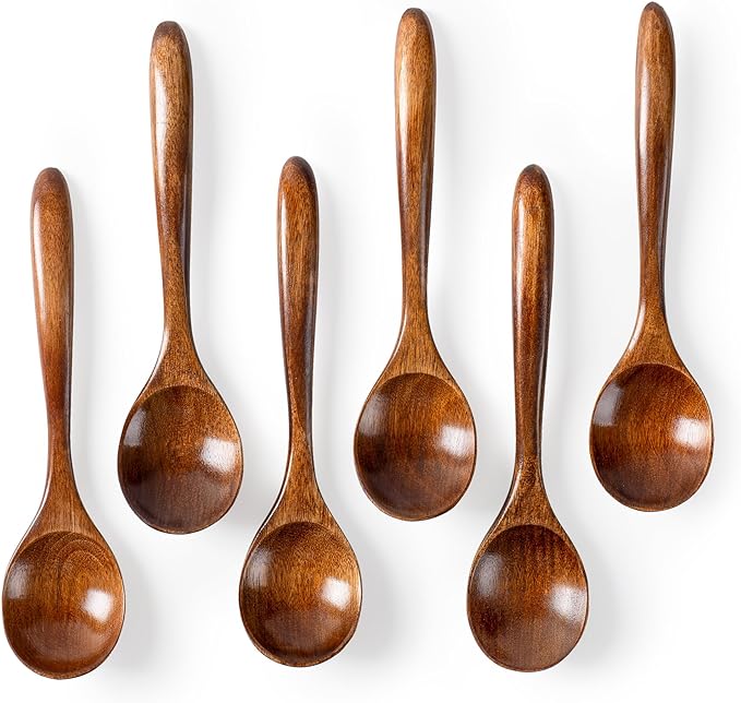 6 PCS Wooden Spoons for Honey, 6.7 inch Small Wooden Spoons by HEFILD