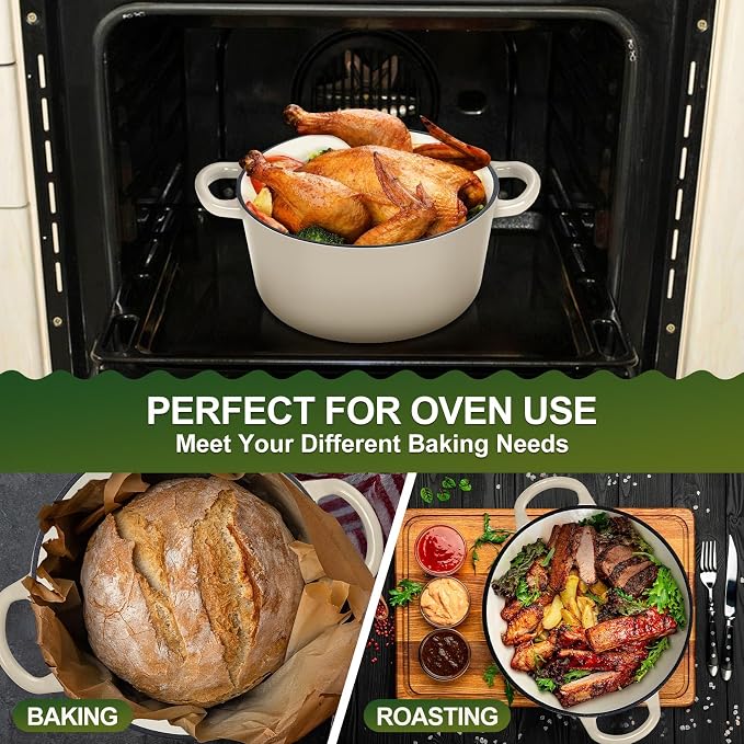 P&P CHEF 6QT Enameled Dutch Oven, Cast Iron Dutch Oven Pot - Image 7