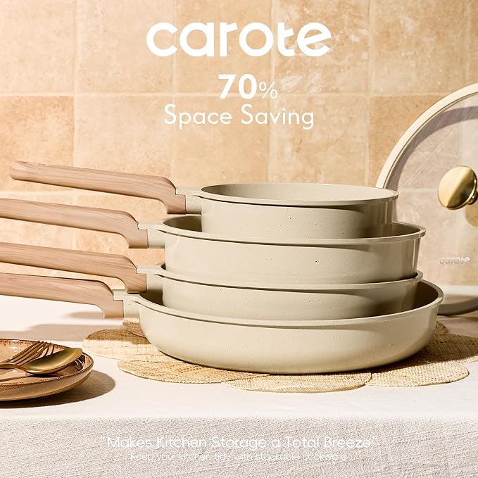 CAROTE 22Pcs Pots and Pans Set Non stick, Ceramic Cookware Set, Non-toxic - Image 8
