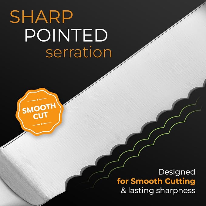 Orblue Serrated Bread Knife Ultra-Sharp Stainless Steel Professional Grade - Image 6