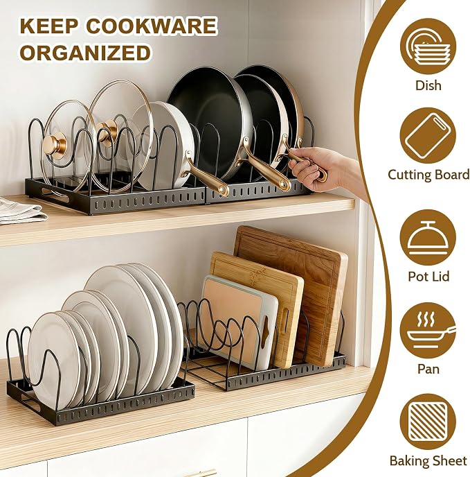2PACK Expandable Pots and Pans Organizer Under Cabinet - Image 3