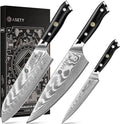Damascus Knife Set 3 PCS: Japanese Kitchen Knives by ASETY