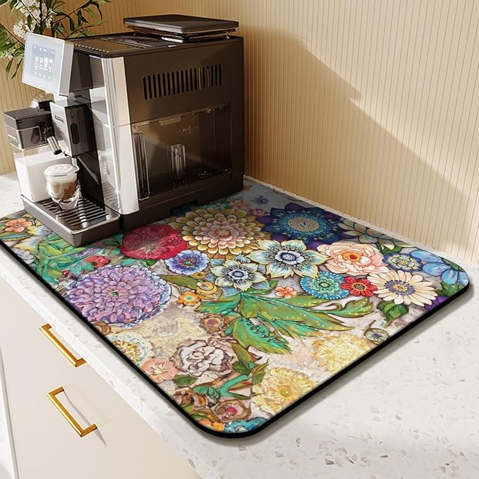 Kitchen Countertop Dish Drying Mat, Super Absorbent Coffee Bar Mat - Image 8
